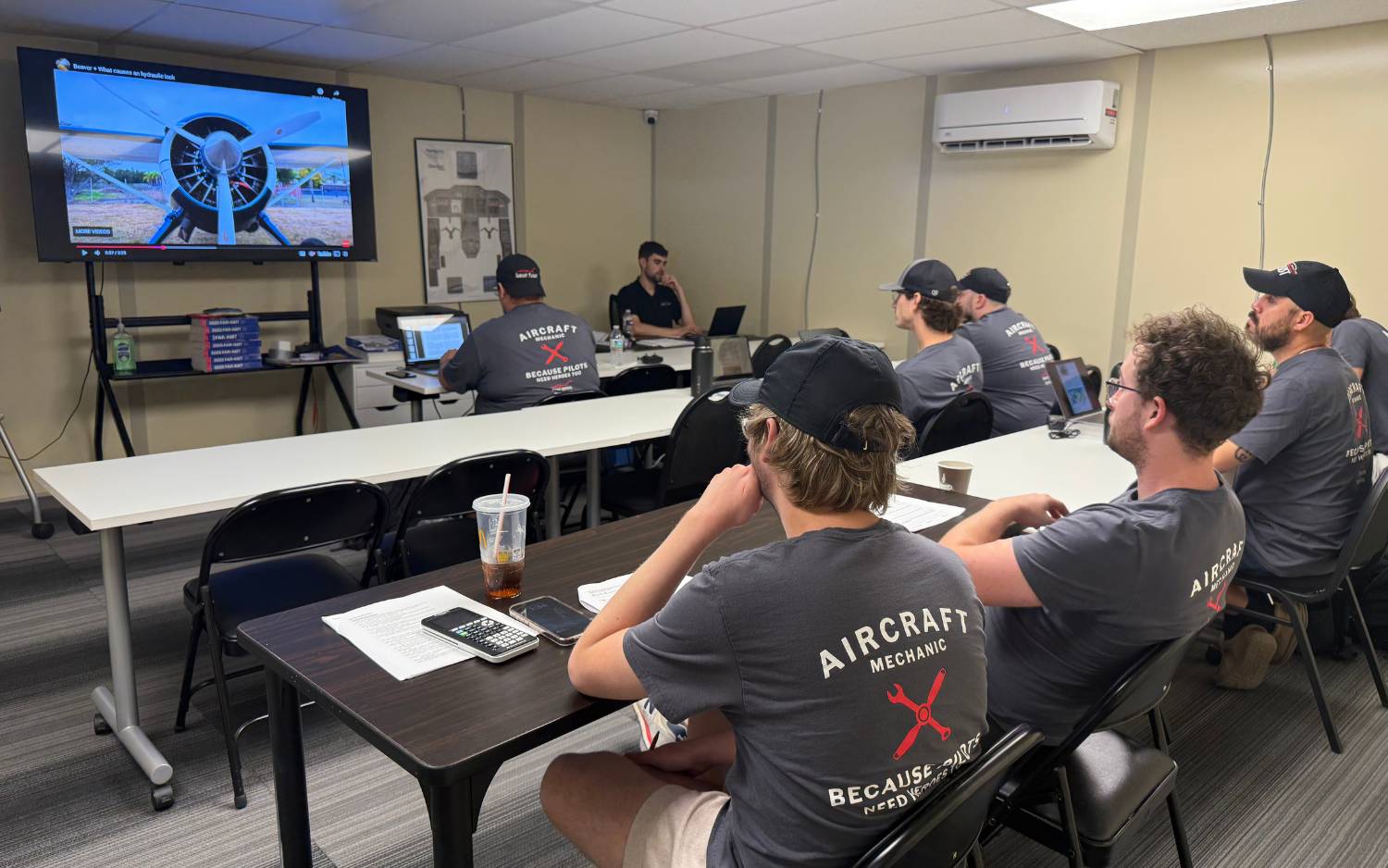 Aircraft mechanic students in class