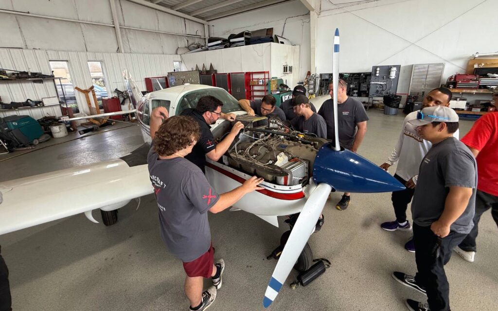 Aircraft mechanic students