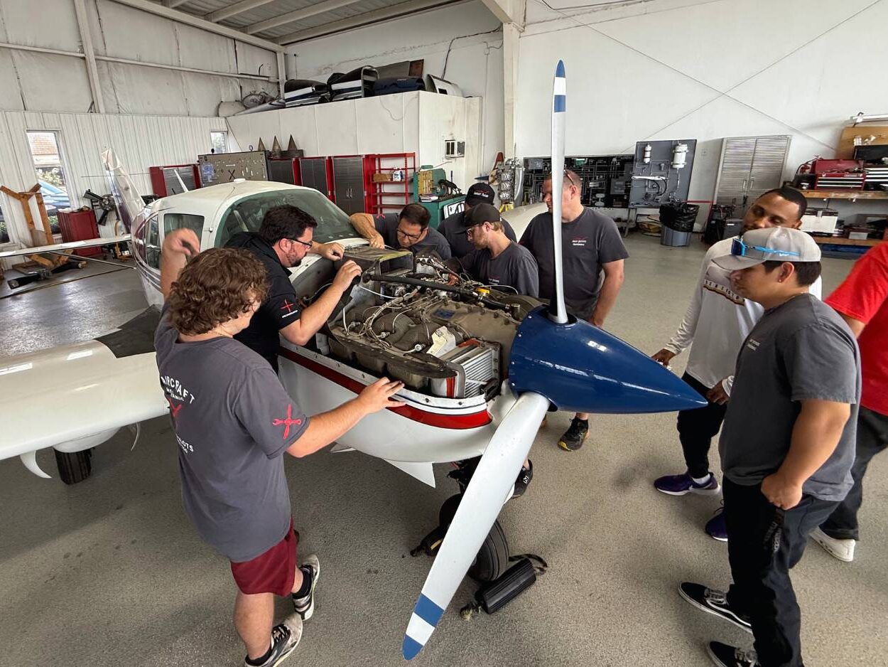 Aircraft mechanic students