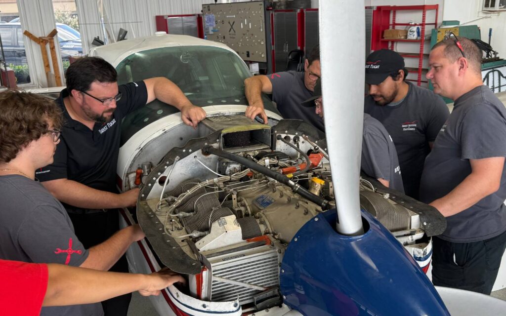 Aircraft mechanic students