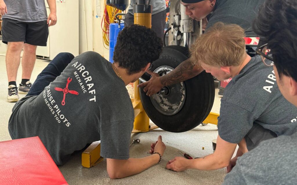 Conroe aircraft mechanic students